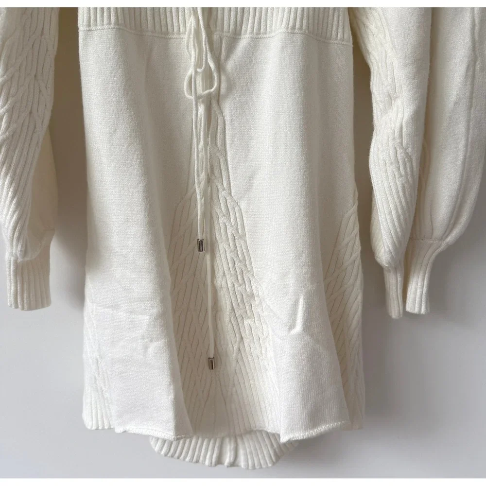 Free People Women's White Emmaline Knit Mini Sweater Dress Size Large NWT